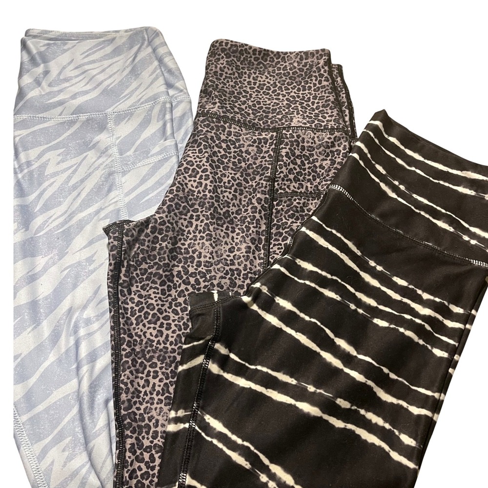 Scorpio Athletic Works Athleisure Leggings 3 Pairs Leopard Zebra Tie Dye Medium